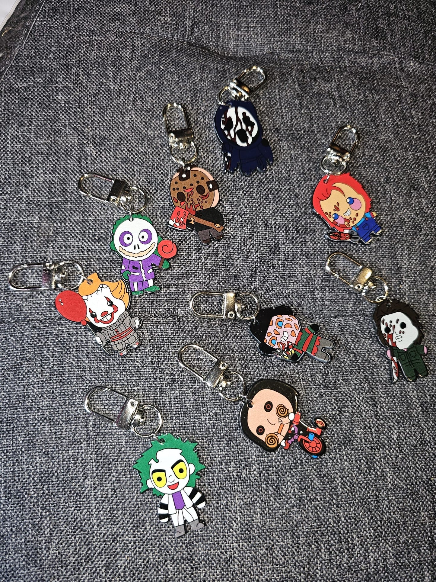 Set of 9 horror keychains